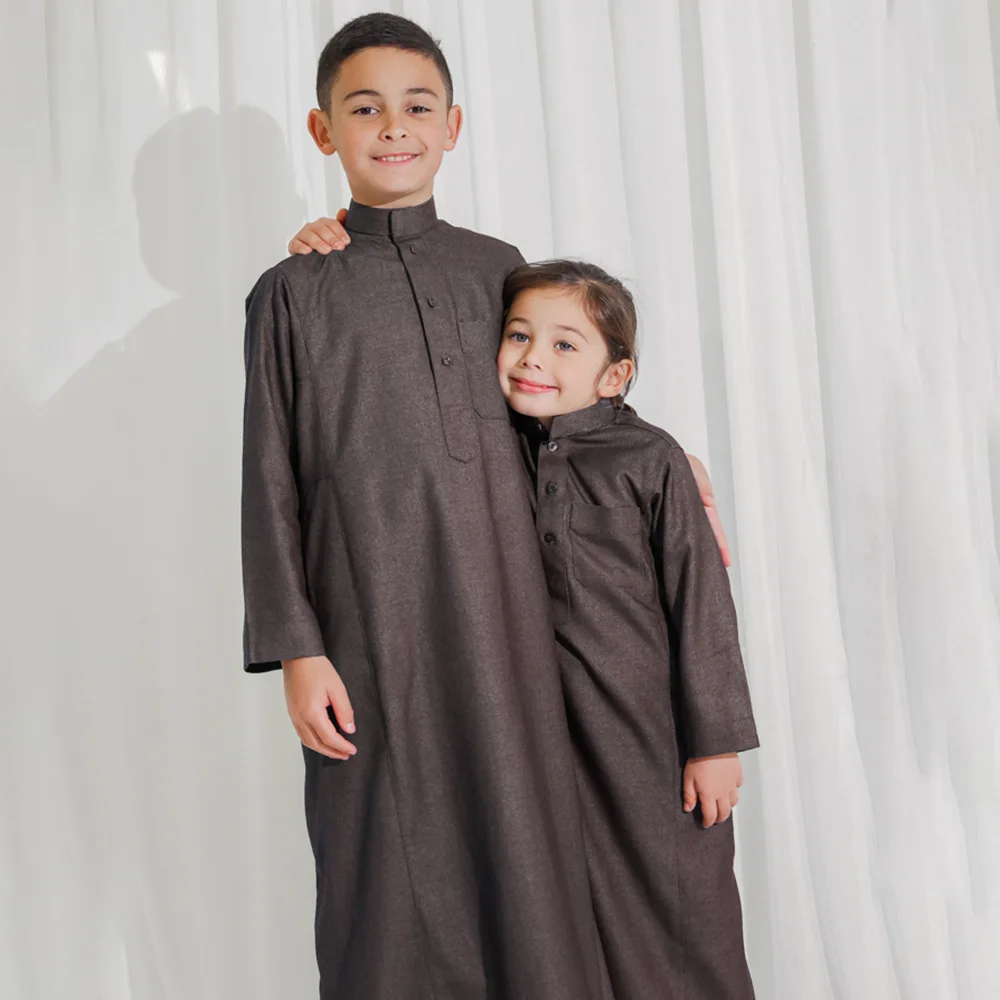 

Мусульманские дети Абая Рамадан Джубба Молитва Тобе для мальчиков и девочек Длинное платье Детский кафтан Исламский халат для кафтана Дубай Арабский халат Платье