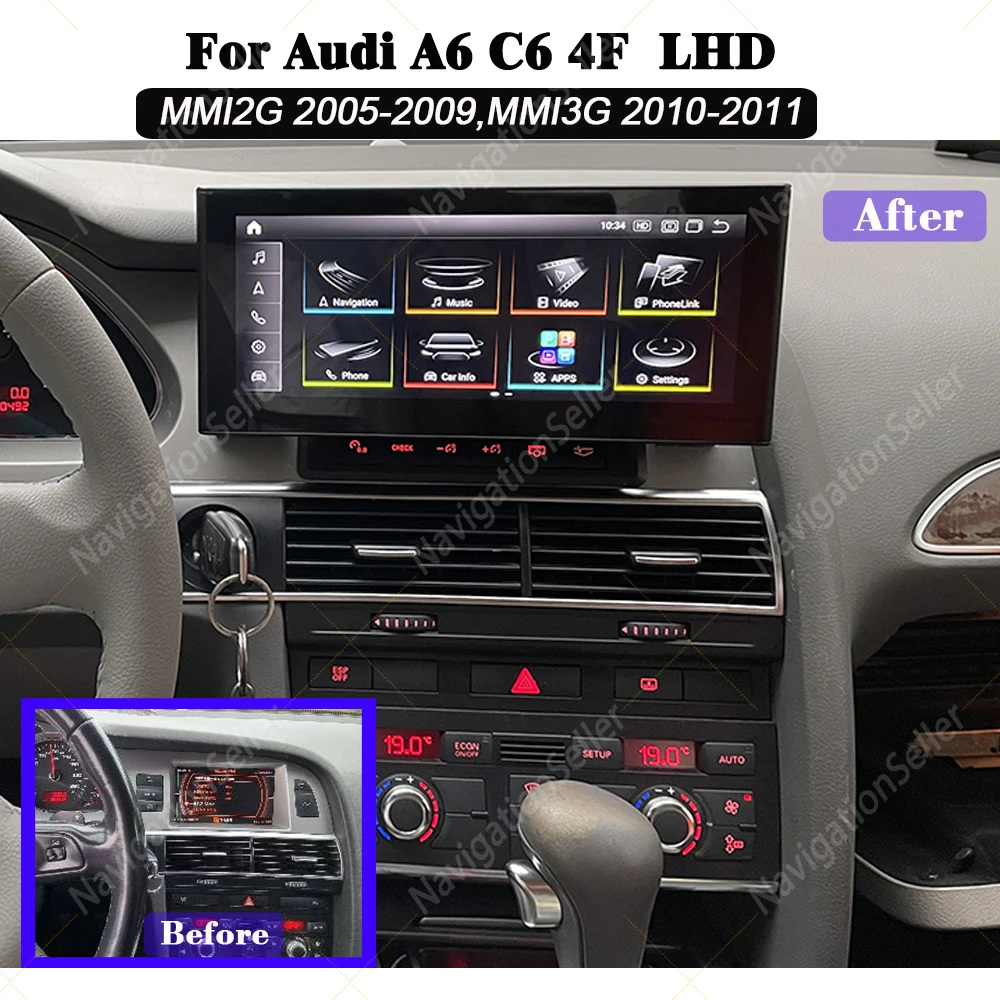 

Автомобильный радиоприемник VIGOHI для Audi A6 4F C6 MMI 2G 3G 12,3 дюйма, обновление сенсорного экрана CarPlay Android Auto Gps, навигация, авторадио