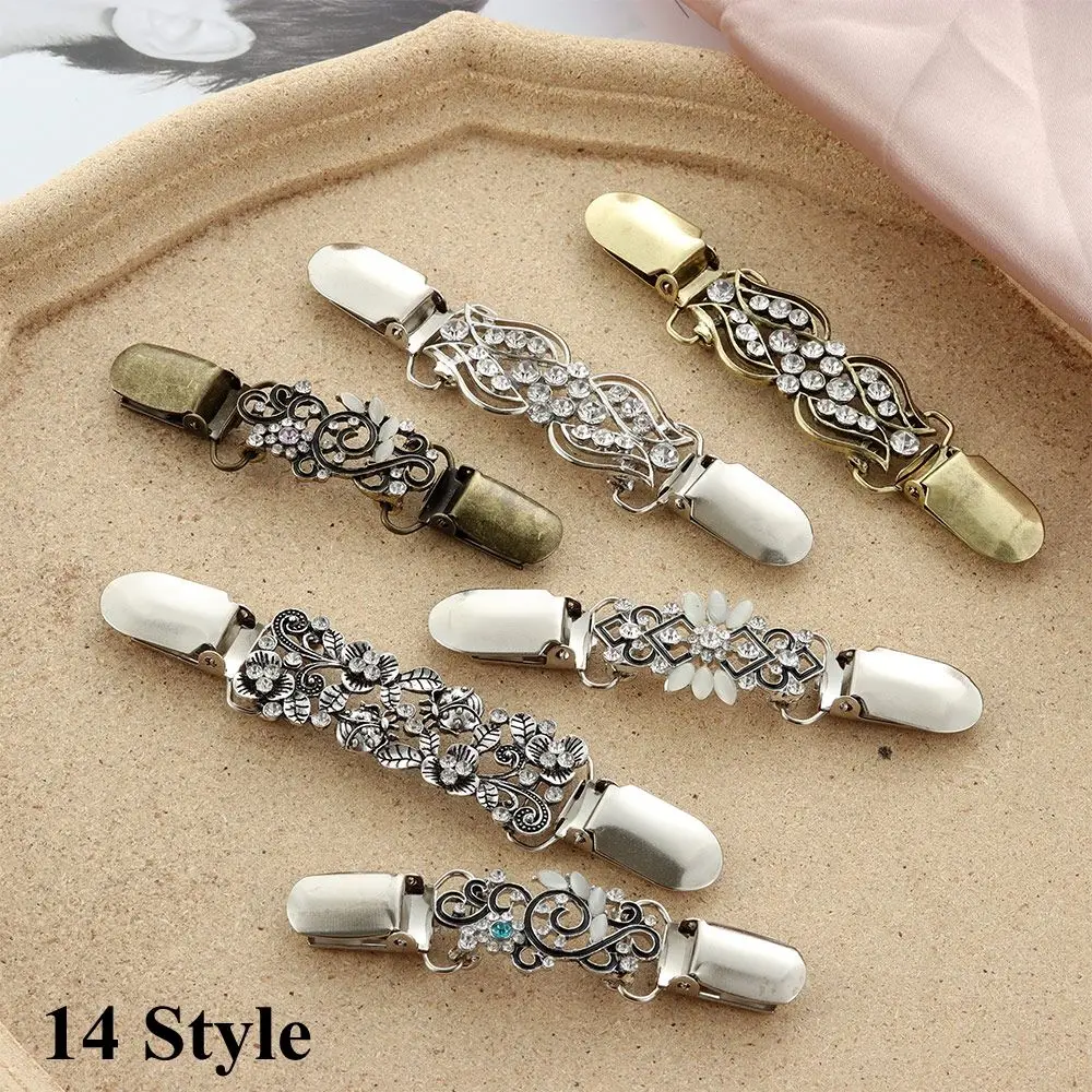 

Women Fashion Vintage Elegant Sweater Shawl Clasps Clothing Pins Silver Clips Cardigan Collar Clip