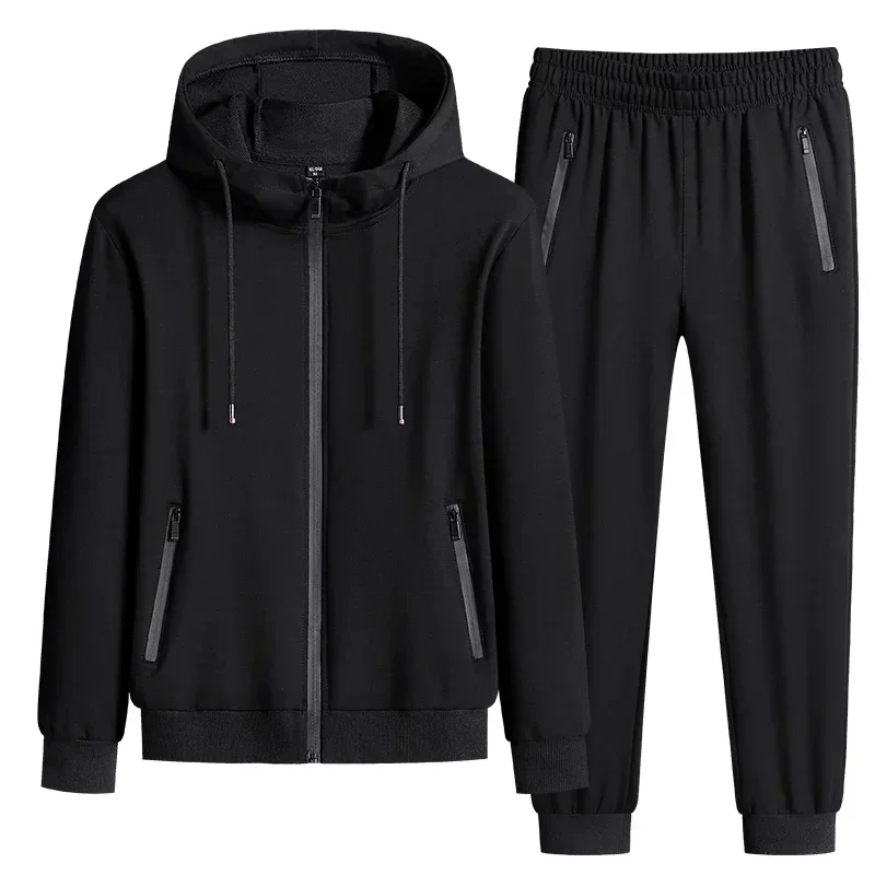 

Male 2 Pieces Sweatshirt + Sweatpants Suit 8XL Plus Size New Spring Autumn Clothing Hooded Men Sportswear Sets Casual Pants