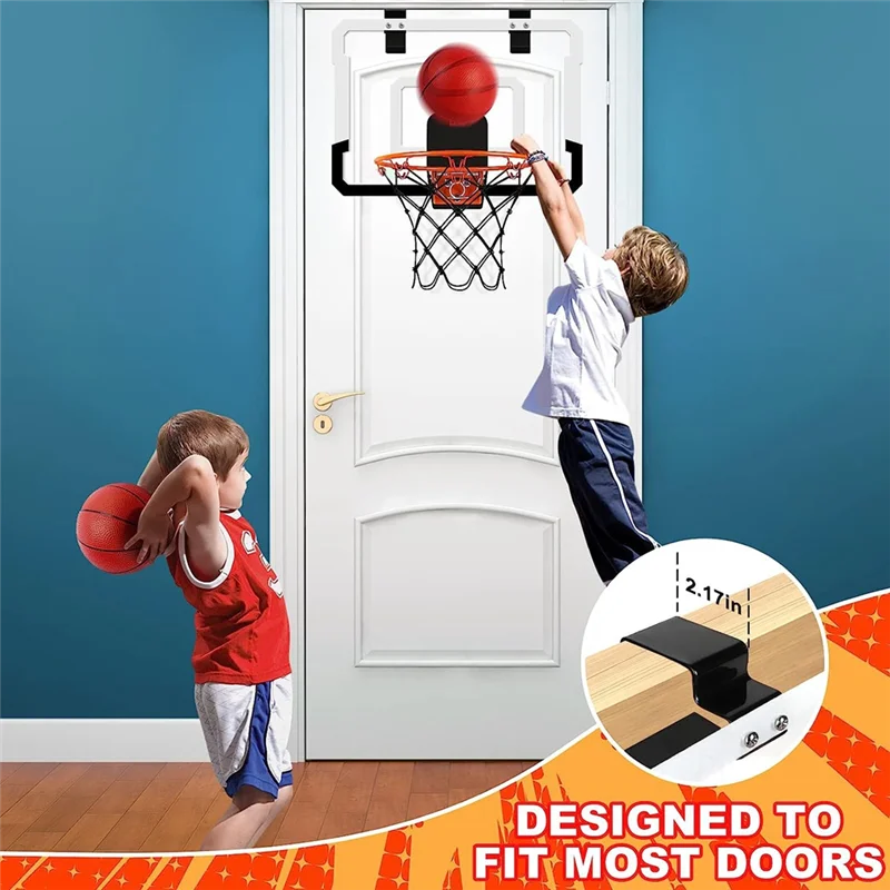 A64T-Mini aro de baloncesto para interiores con marcador electrónico, para puerta y pared, aro de baloncesto para sala de oficina, para adolescentes y adultos