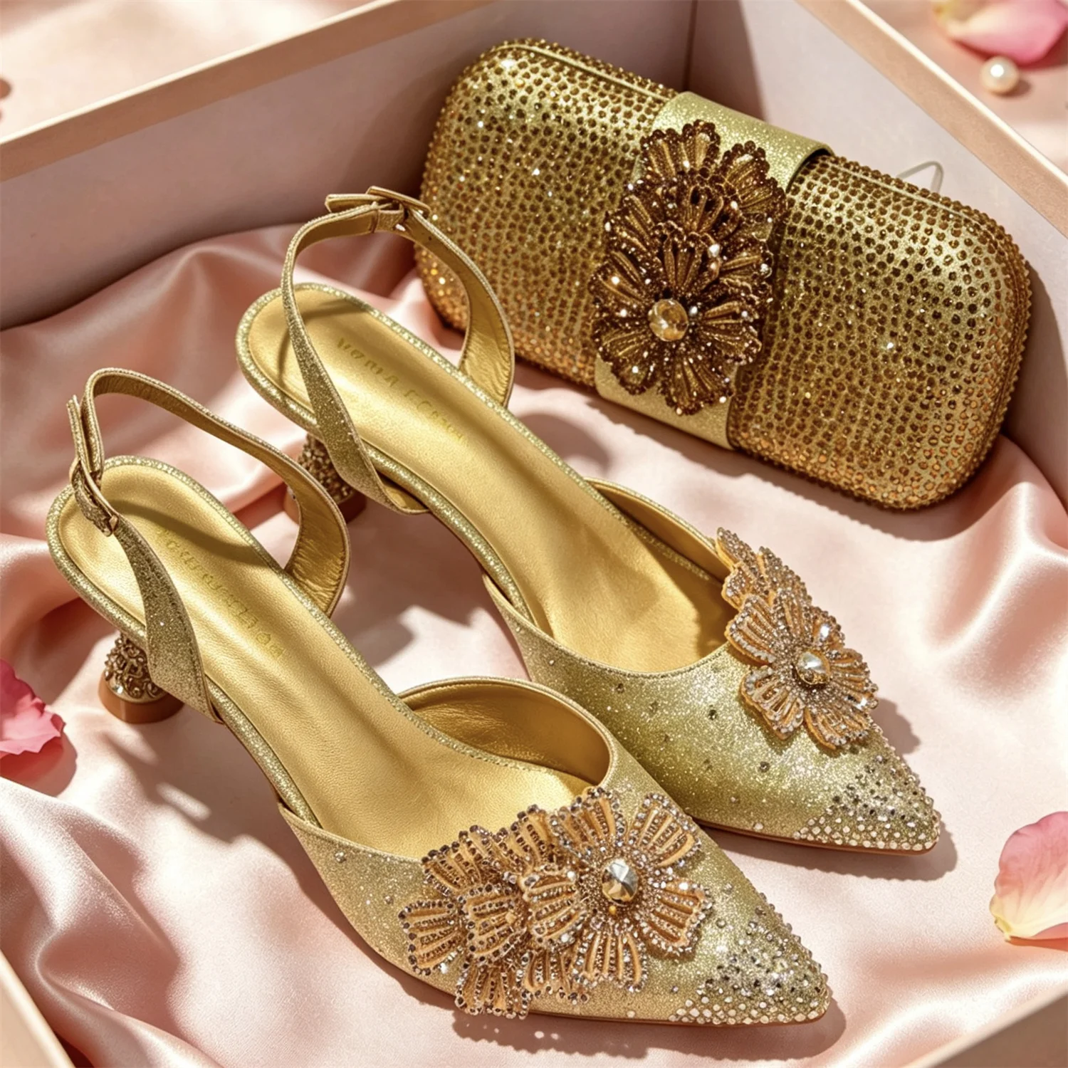 Festive Elegance: Dazzling Heels and Chic Clutch Perfect Combination Of Shoes And Bags for Party Occasions
