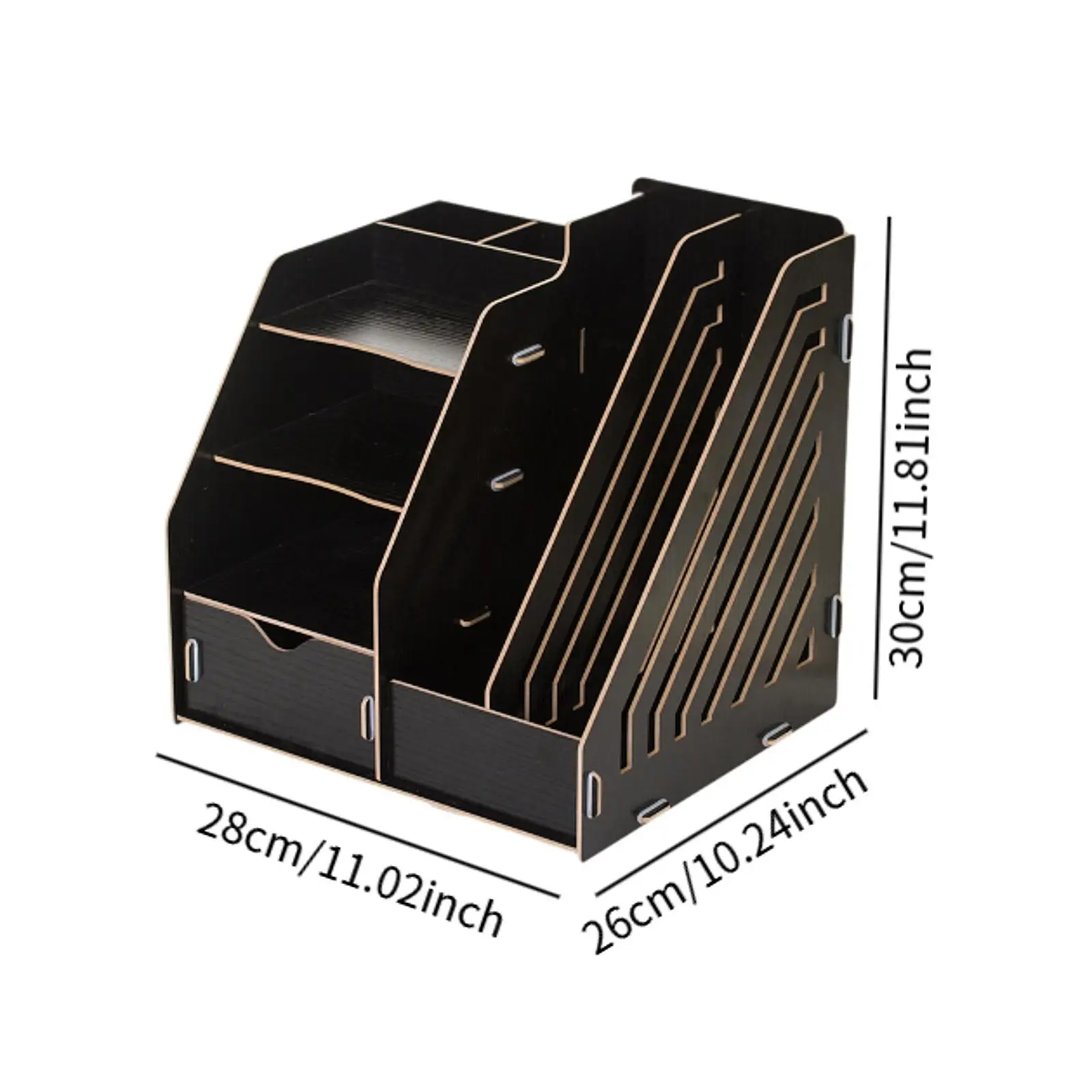 Desk File Shelf Wood Storage Organizer Sturdy Practical Document Book Rack Magazines File Holder for Living Room Dorm Tabletop