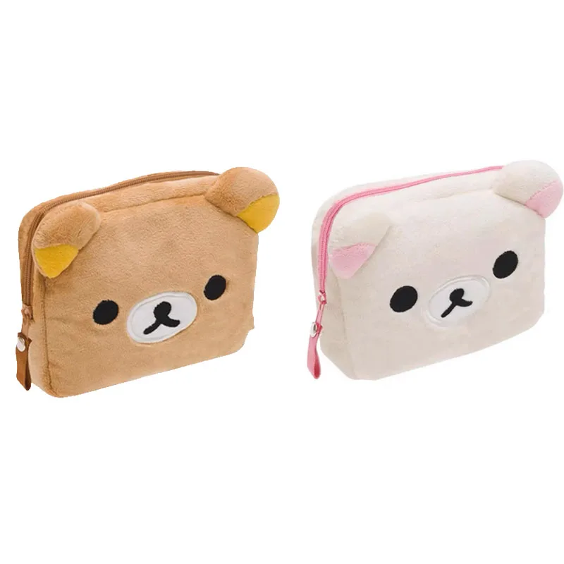 

New Rilakkuma Korilakkuma Kwaii Card Holder Coin Purse Plush Storage Pouch Cosmetic Bag Cartoon Teddy Bear Wallet Girls Kid Gift