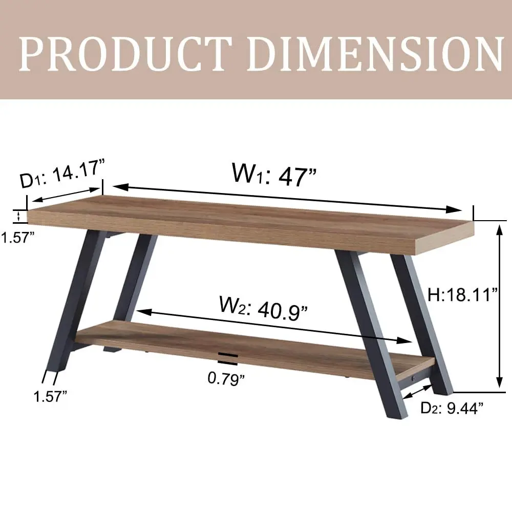 

Industrial Entryway Bench, Wood and Metal Storage Bench for Living Dining Room, Farmhouse Indoor Entry Way Shoe Benches Seat, R