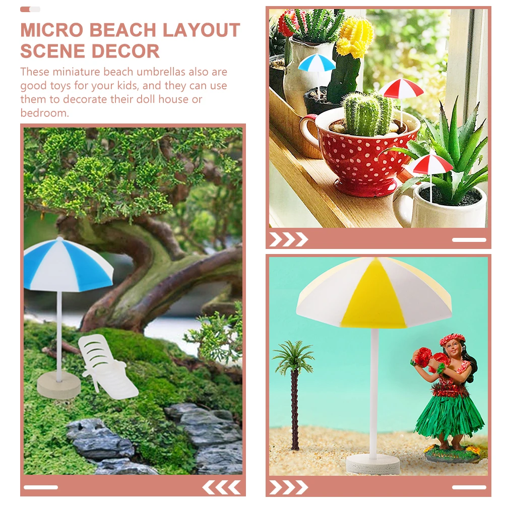 

6pcs Mini Beach Umbrella Decors Miniature Sun Umbrella For House Micro Landscape Beach Decor Mini House Accessories Lightweight