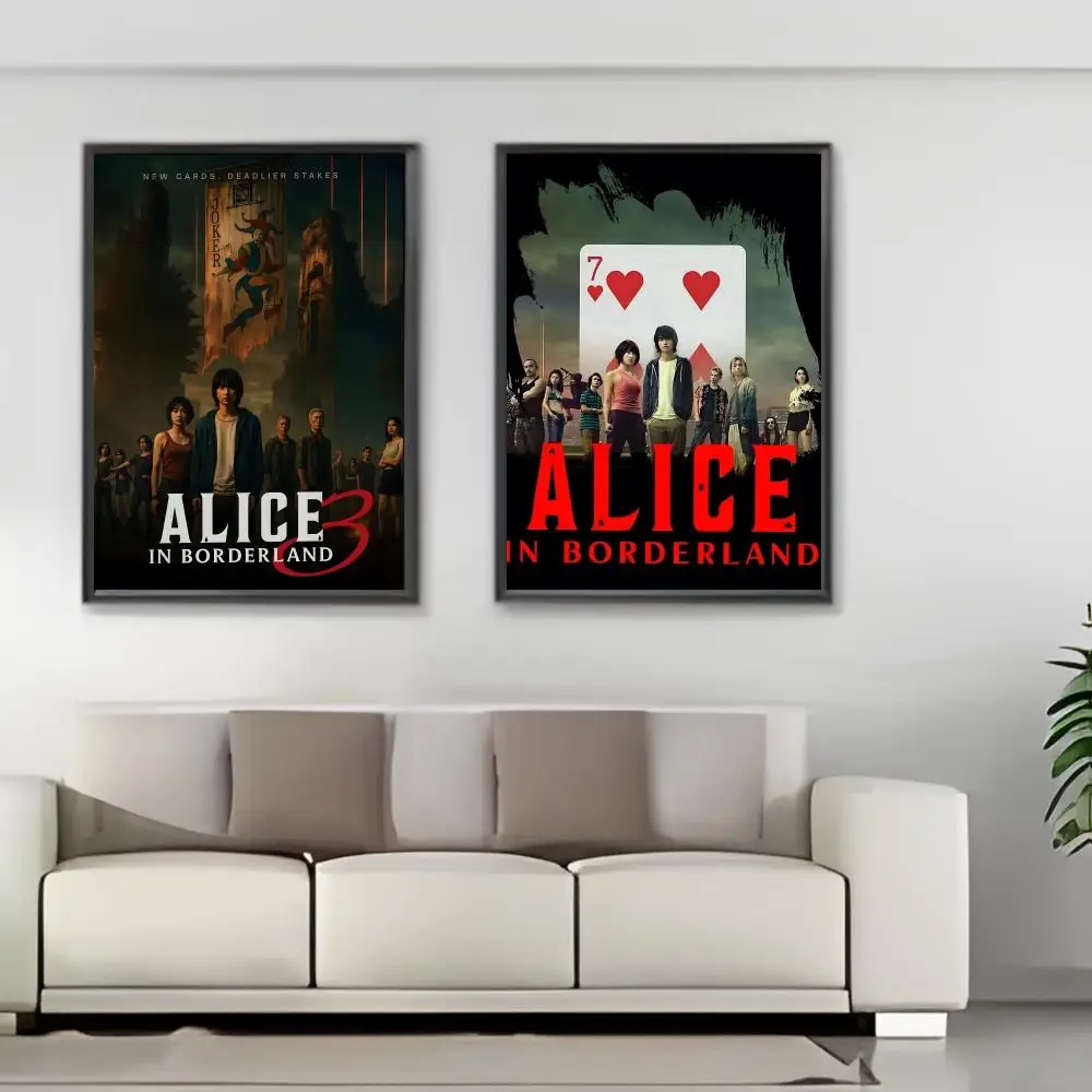 تلفزيون أليس في بوردرلاند اللوحة الخط HD طباعة تجعد الحرة جدارية الفن صور لغرفة المعيشة ديكور جدران المنزل قماش