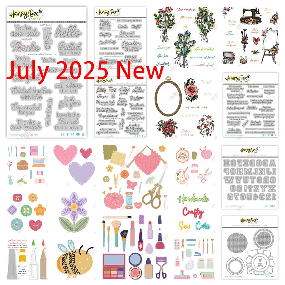 

2025 New Honey Bee Dies Stamps Set Buttons Floral Easel Zipper Bag Makeup Add on Dies Handmade DIY Scrapbook Card Work Stencils