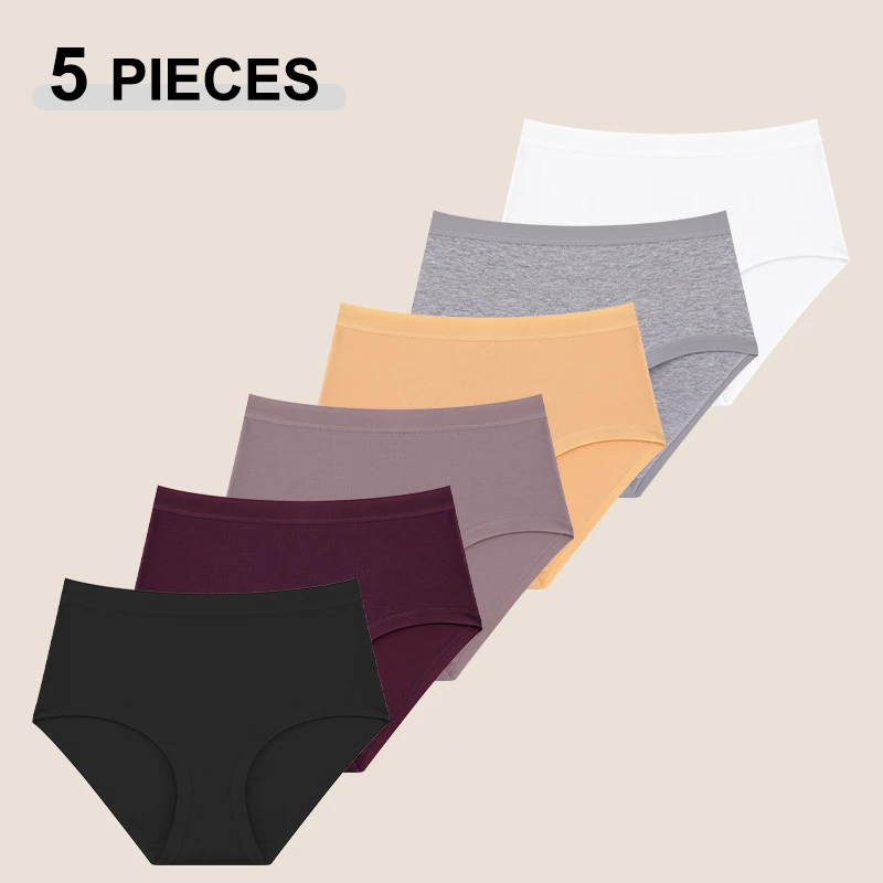 5PCS Nahtlose Baumwolle Höschen Für Frauen Atmungsaktive Unterwäsche Weiche Gemütliche Hohe Aufstieg Unterhose Sexy Elastische Dessous Dessous S-XXL