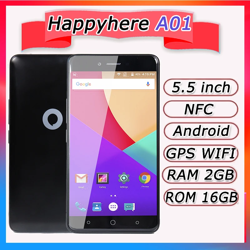 Happyhere A01 WCDMA GSM 5.5” cheap android phone for sale NFC snapdragon Touch 2023 new GPS Smartphone cheap Mobile Phones