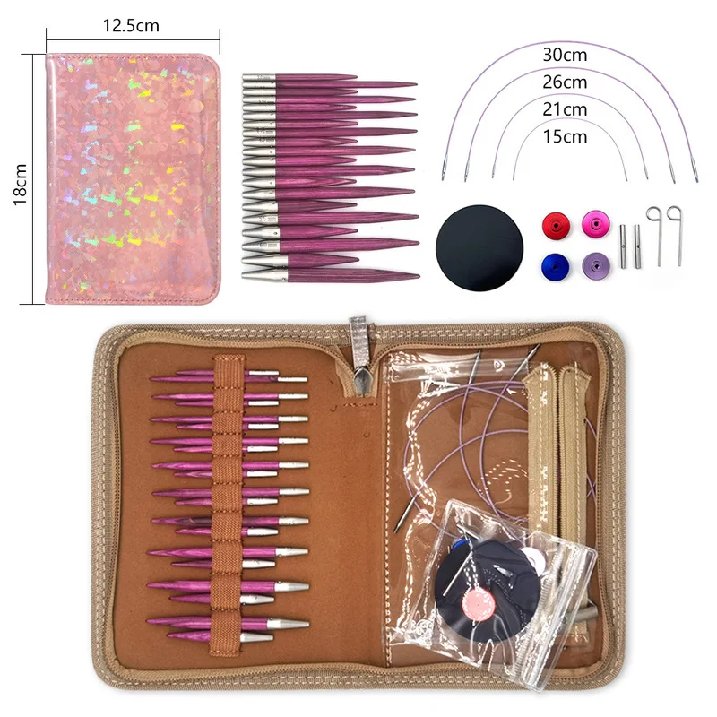 10-pairs-knitting-tools-birch-purple-sleeve-needles-5-8cm-30-65mm-interchangeable-weaving-ring-collar-sweater-needle-diy-set
