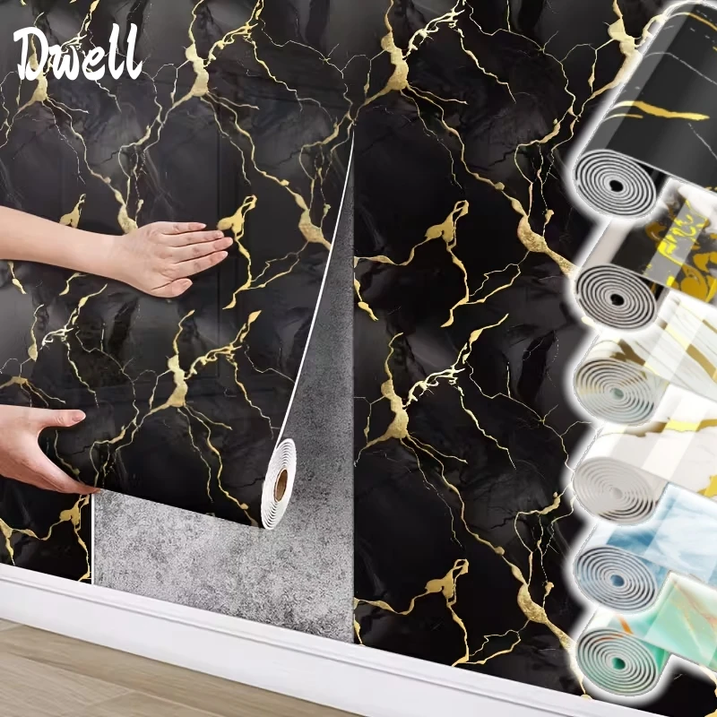 

IXPE Marble-Patterned Self-adhesive Wallpapers Roll Home Decor Wall Tiles Peel and Stick Wall Panels for Renovation of Bathrooms