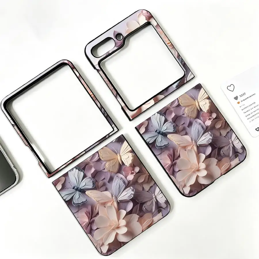 Pastel Neutral Butterfly Case for Samsung Galaxy Z Flip 8 Flip6 Flip5 Z Flip 7 6 5 4 3 Flip4 Flip3 Flip7 FE Back Phone Cover