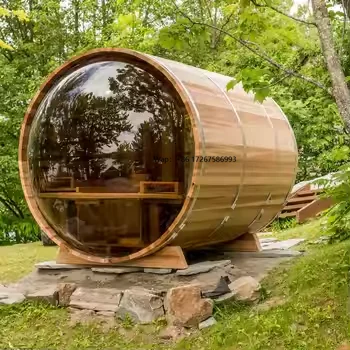 Manufacture Wholesale Barrel Sauna Outdoor Sauna Room Dry Steam Sauna with Panoramic Window