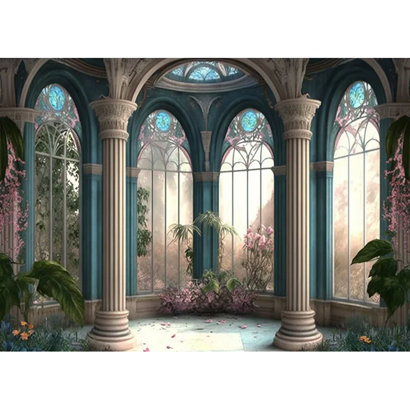 Retro Palace Castle Theme Photography Backdrops Props Vintage Theater Opera European Style Church Photo Studio Background ET-08
