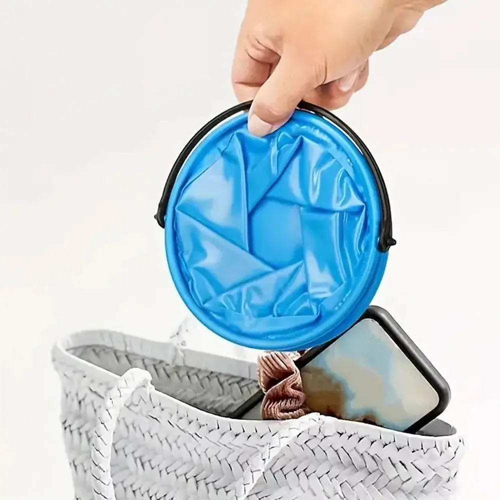Collapsible Beach Sand Bucket Portable Folding Handheld Bucket Beach Pool Fishing Tool Art Pen Washing Toy Summer Water Fun Kids view 3
