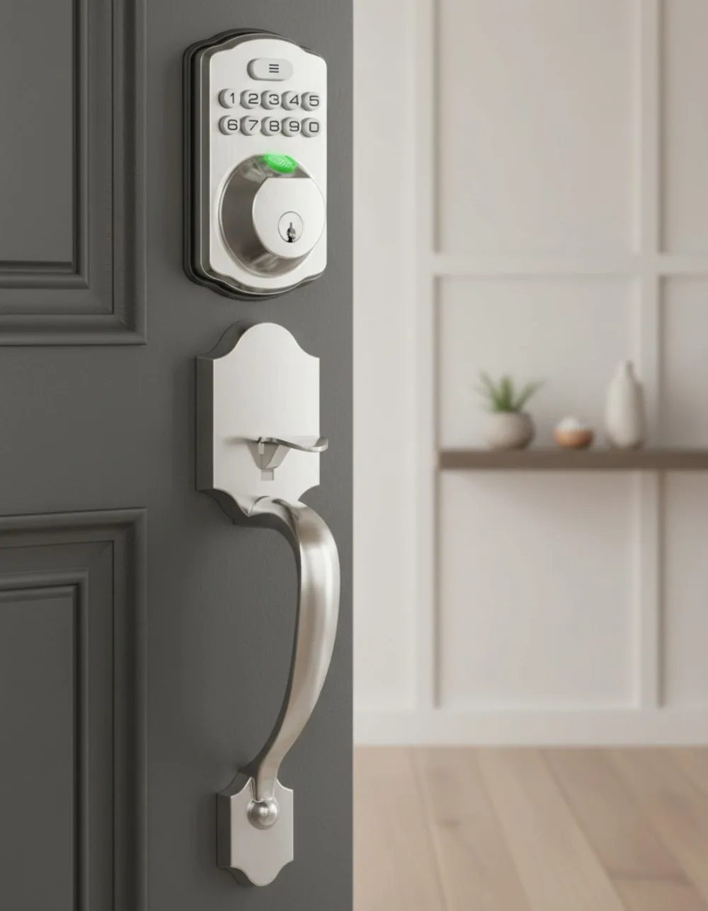 مجموعة قفل باب ذكي ببصمة الإصبع، دخول بدون مفتاح مع قفل تلقائي، مقبض رافعة ديدبولت للوحة المفاتيح الإلكترونية، سهل التركيب