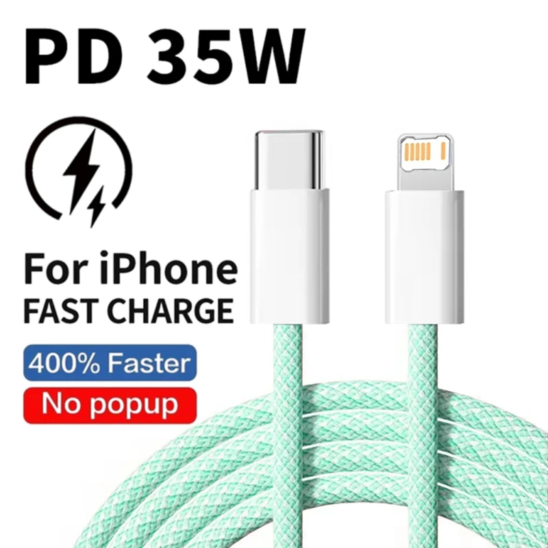 Braided Wire 35W PD Fast Charging Cable For iPhone X XR XS Max 11 12 13 Mini 14 Pro Max 7 8 Plus Rapid Charge USB C Data Cables