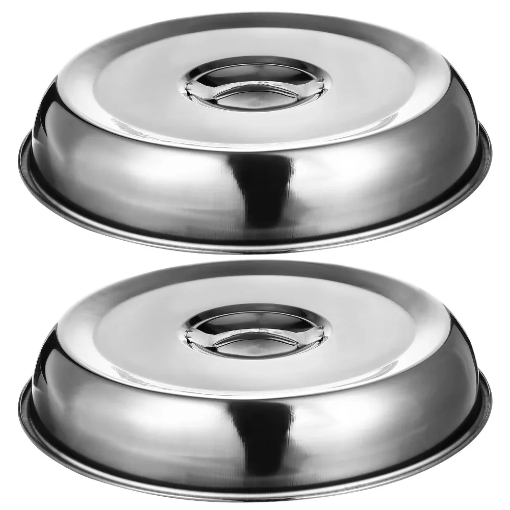 

2pcs Stainless Steel Raised Pot Lids Cover Round Cookware Parts Teppanyaki Cover 18/20/22/24/26cm Steak Dish Cover