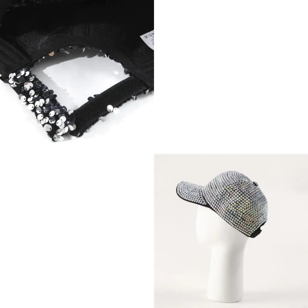 

Unique Baseball Hat Teens Headwear Sequins for Travel Photo Props Eye-Catching Sequins Jeweled Sports Hat Y166