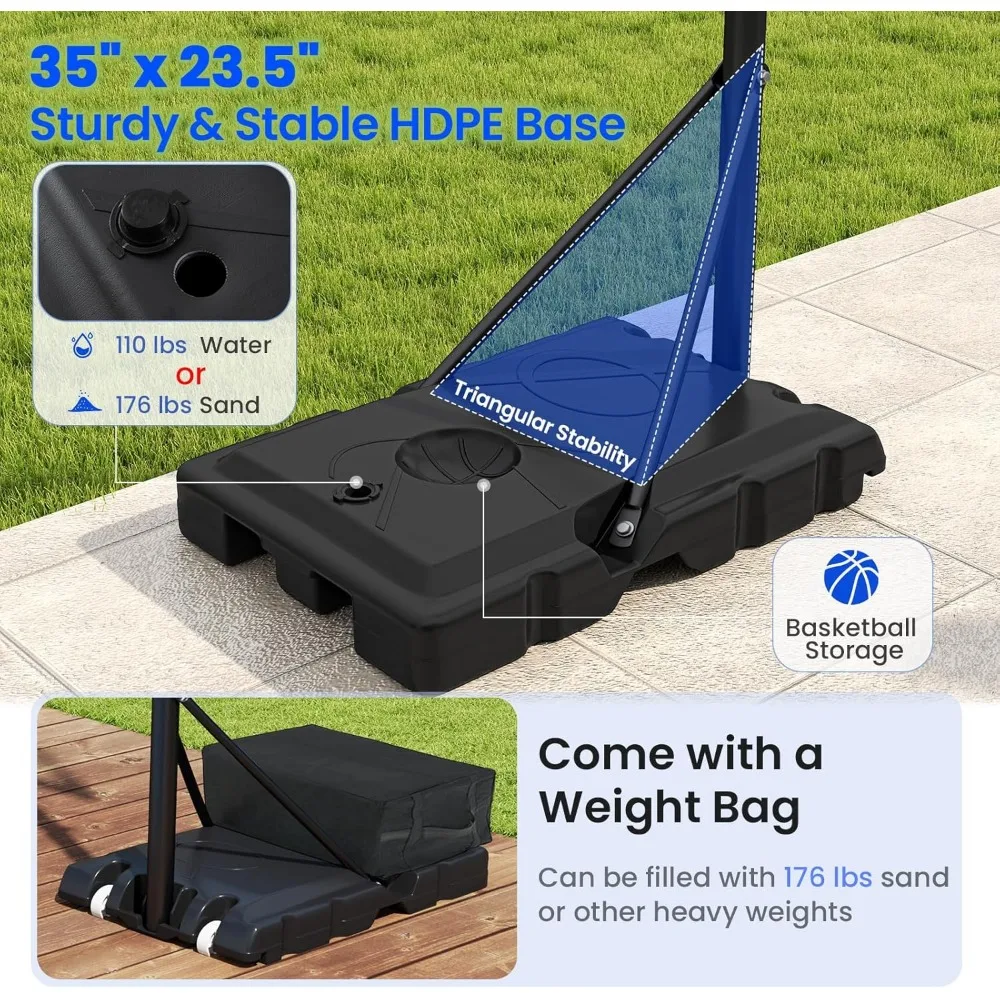 Höhenverstellbares Basketball-Torksystem für den Außenbereich, 4,1–10 FT, bruchsichere 45-Zoll-PC-Rückwand, Rad für verbessertes Gameplay