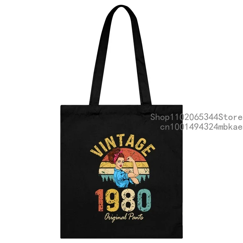 Vintage 1984 Original 60 Years Old Birthday Party Women Canvas Tote Bag Harajuku Fashion Shopping Bags Classic Female Handbags