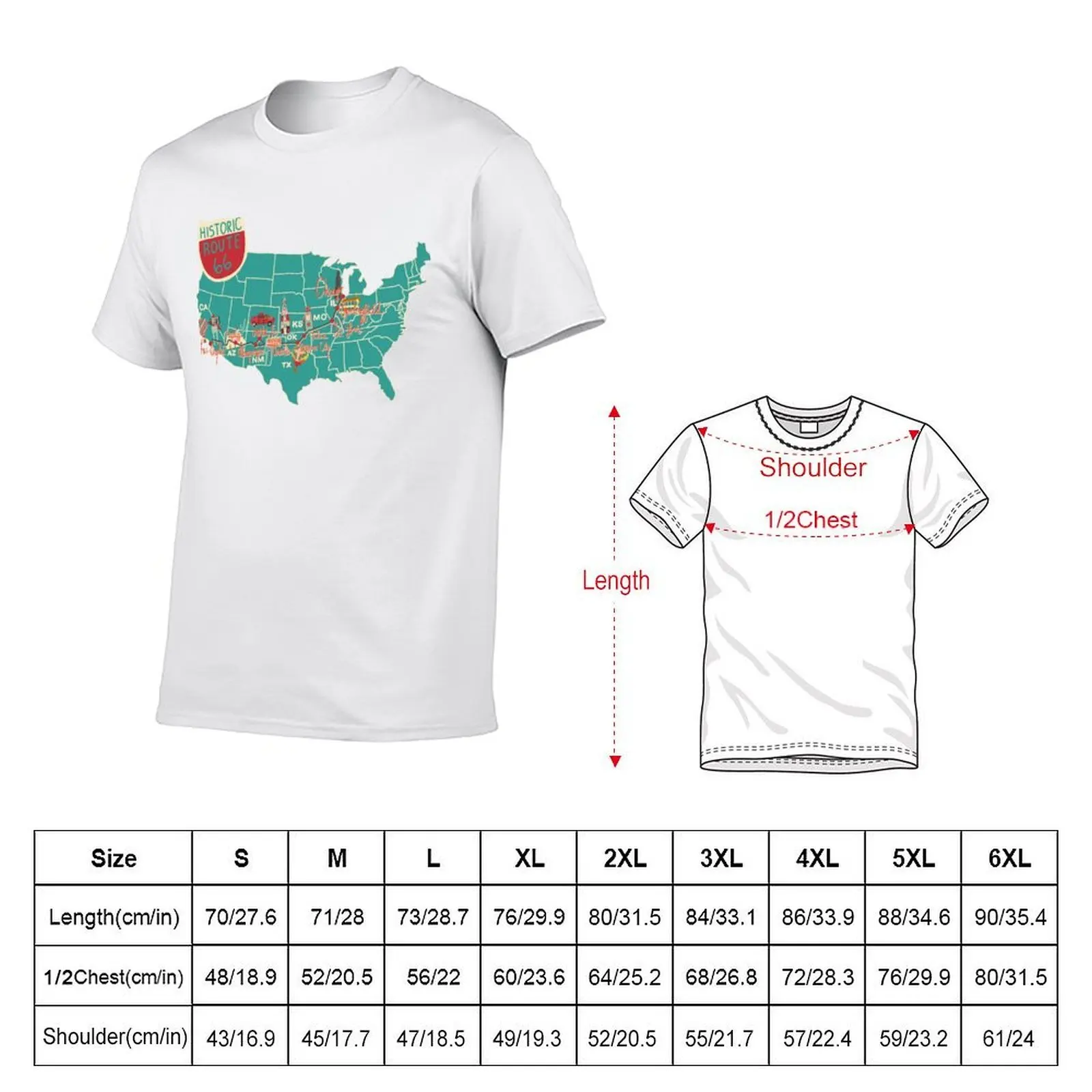 رجل للرجل قميص الطريق للقمصان خمر الرسم التاريخي تيز الجرافيك 66 تي شيرت تي شيرت للقمصان رجل تي شيرت خريطة #5