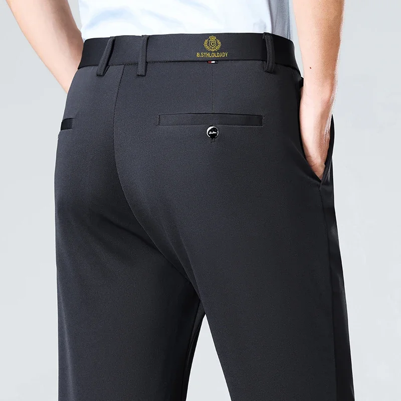 

Осенние мужские повседневные деловые брюки, эластичные длинные брюки на четыре сезона, офисный костюм, брюки, мужские официальные брюки, дышащие, удобные