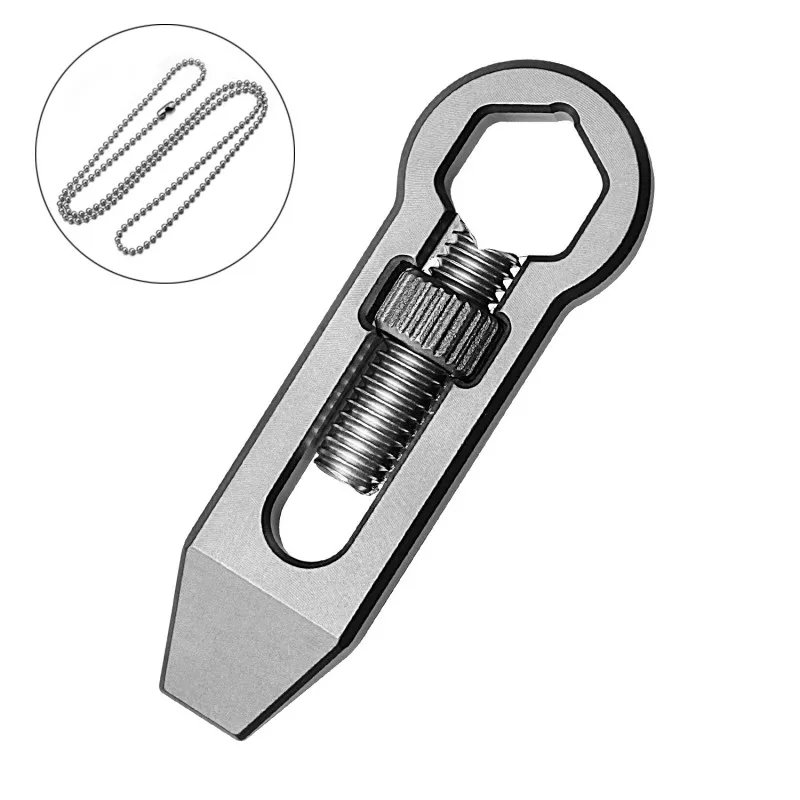 Titanium Alloy Crowbar with Necklace Gift Multifunctional EDC Hex Wrench Bottle Opener Portable Keychain Outdoor Camping Tools