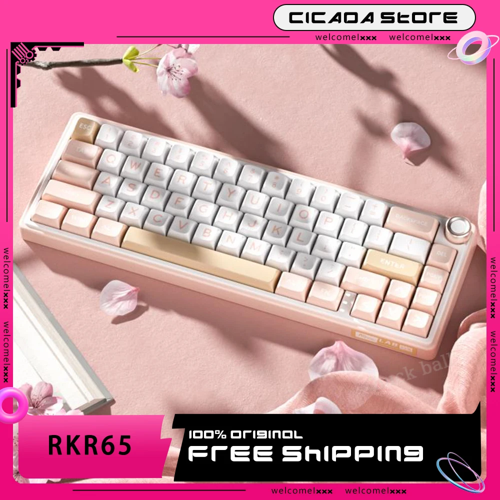 

Rk R65 Mechanical Keyboard 3 Mode 2.4g Bluetooth Wireless 65keys Pbt Keycaps Mini Keyboard Gaming Hotswap Rgb Backlight Keyboard