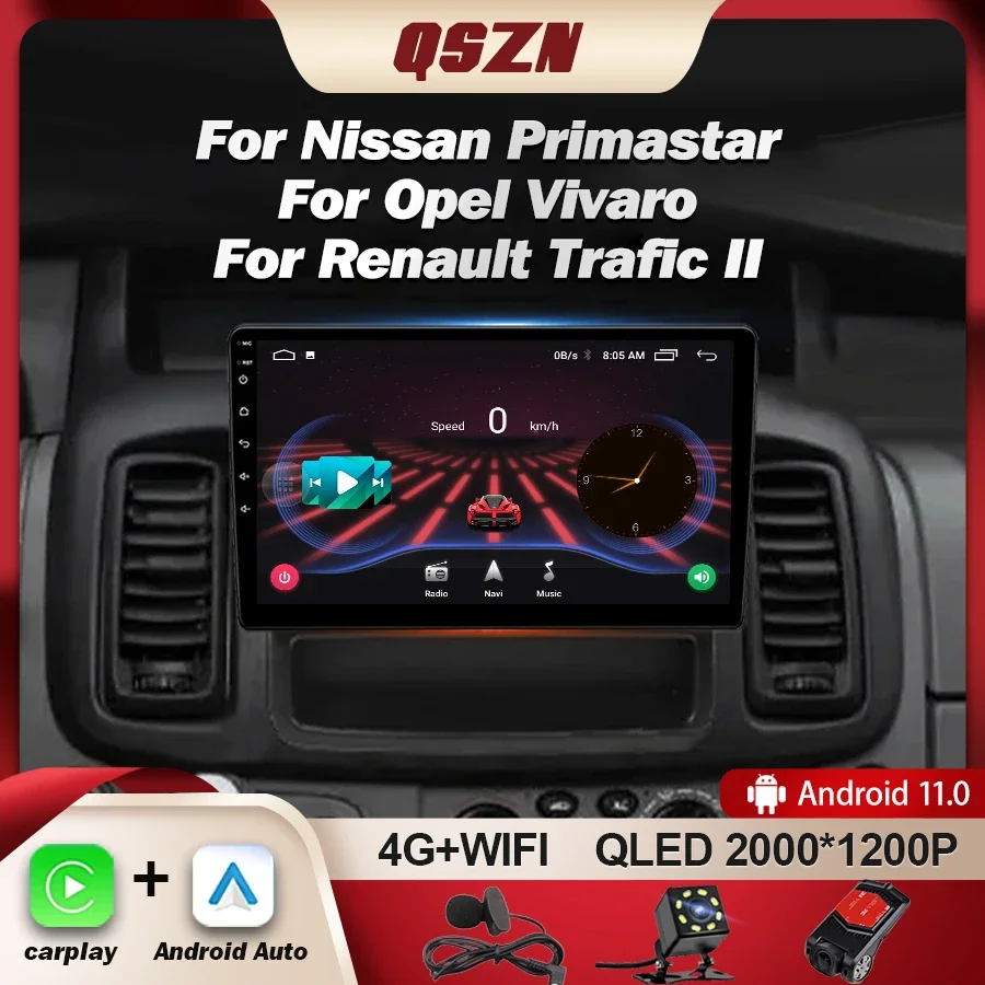 QSZN For Renault Trafic Opel Vivaro A Nissan Primastar 2010 - 2014 Car Radio Multimedia Video Player GPS 4G Carplay Android 12