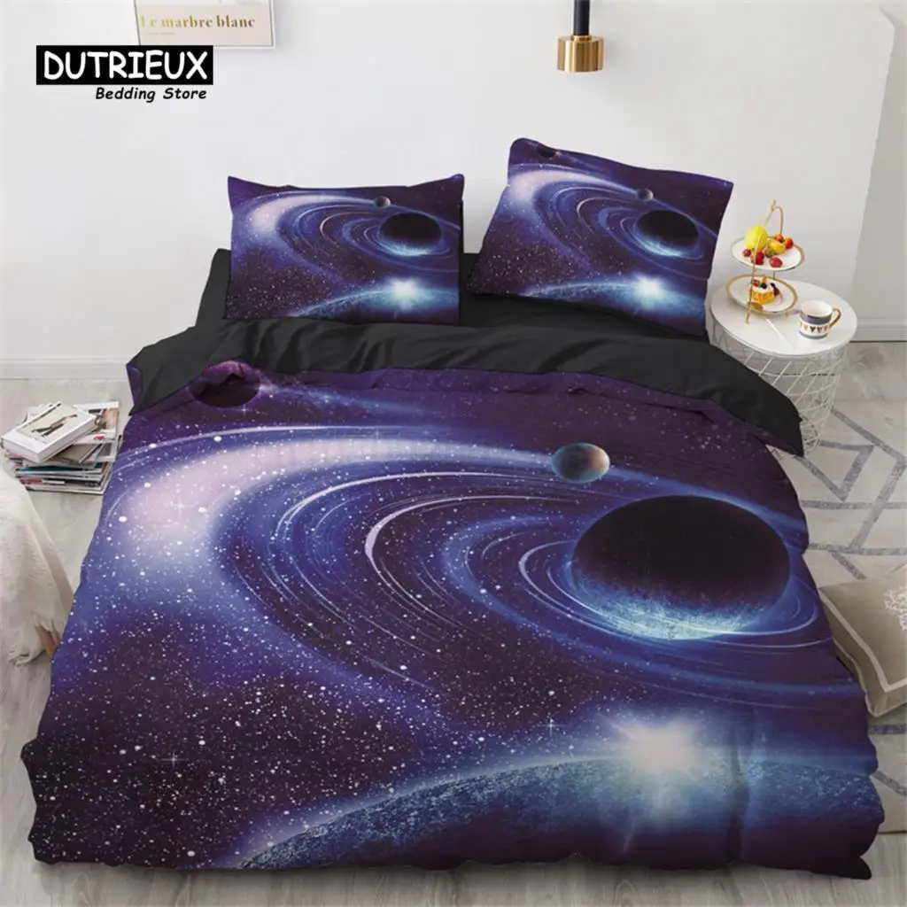 

Galaxy Duvet Cover Twin King Size For Teens Kids Boys Starry Sky Bedding Set Microfiber Outer Space Theme Decor Comforter Cover