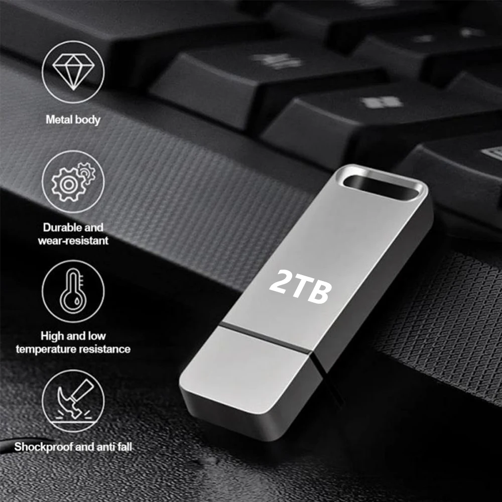 Diska lepas USB 2TB, Flash Drive logam 2TB USB 3.1 Cle USB Pen Drive memori USB 1TB File Transfer Waterproo USB Flash 64GB