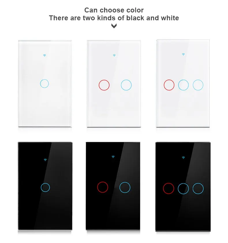 US Wifi Touch Wall Switch Tuya Smart Life US 90-250V LED Light Switches Support Alexa Alice Google Home RF Remote App Control