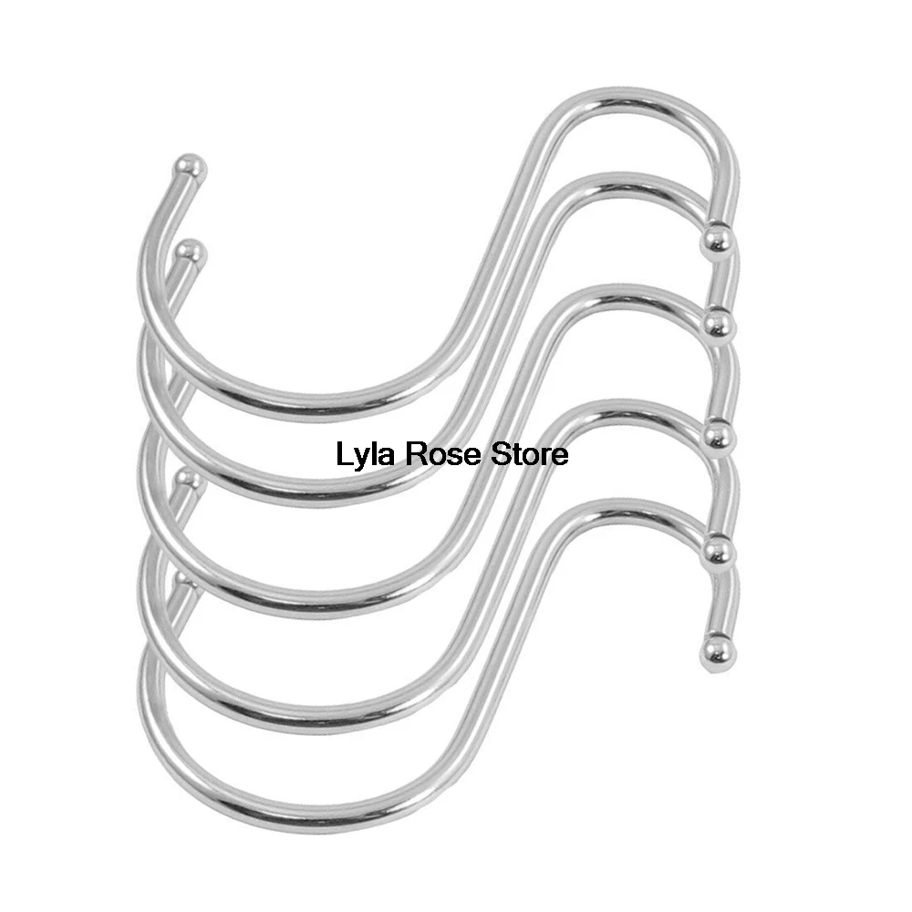 5Pcs 65mm  Popular In European Cloth Metal S Shaped Hook Metal Ball End S Shaped Hook Hanger for Clothing Baskets