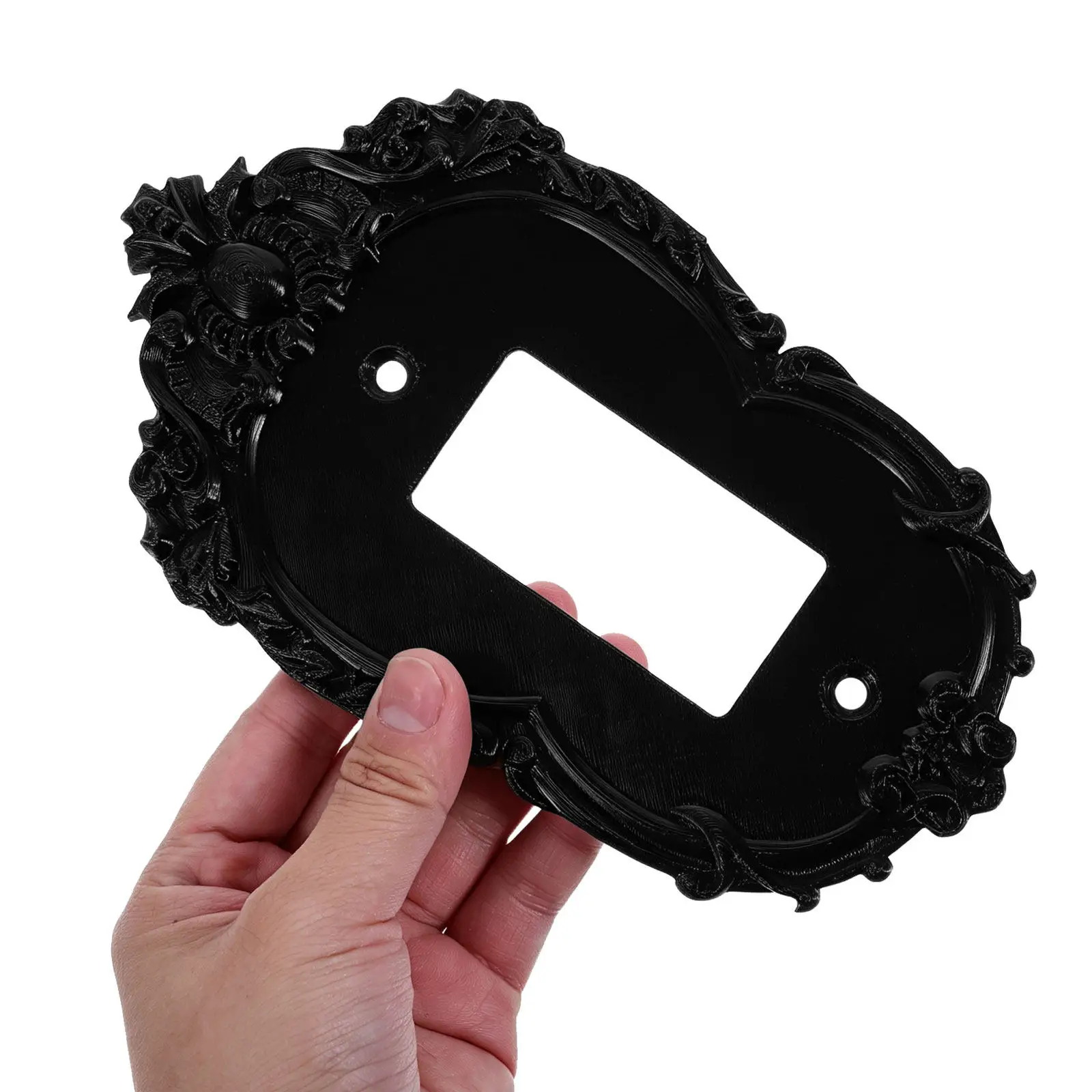Vintage Baroque Single Rocker Light Switch Plate Black Carved Gothic Decorative Wall Cover for Halloween Home Decor