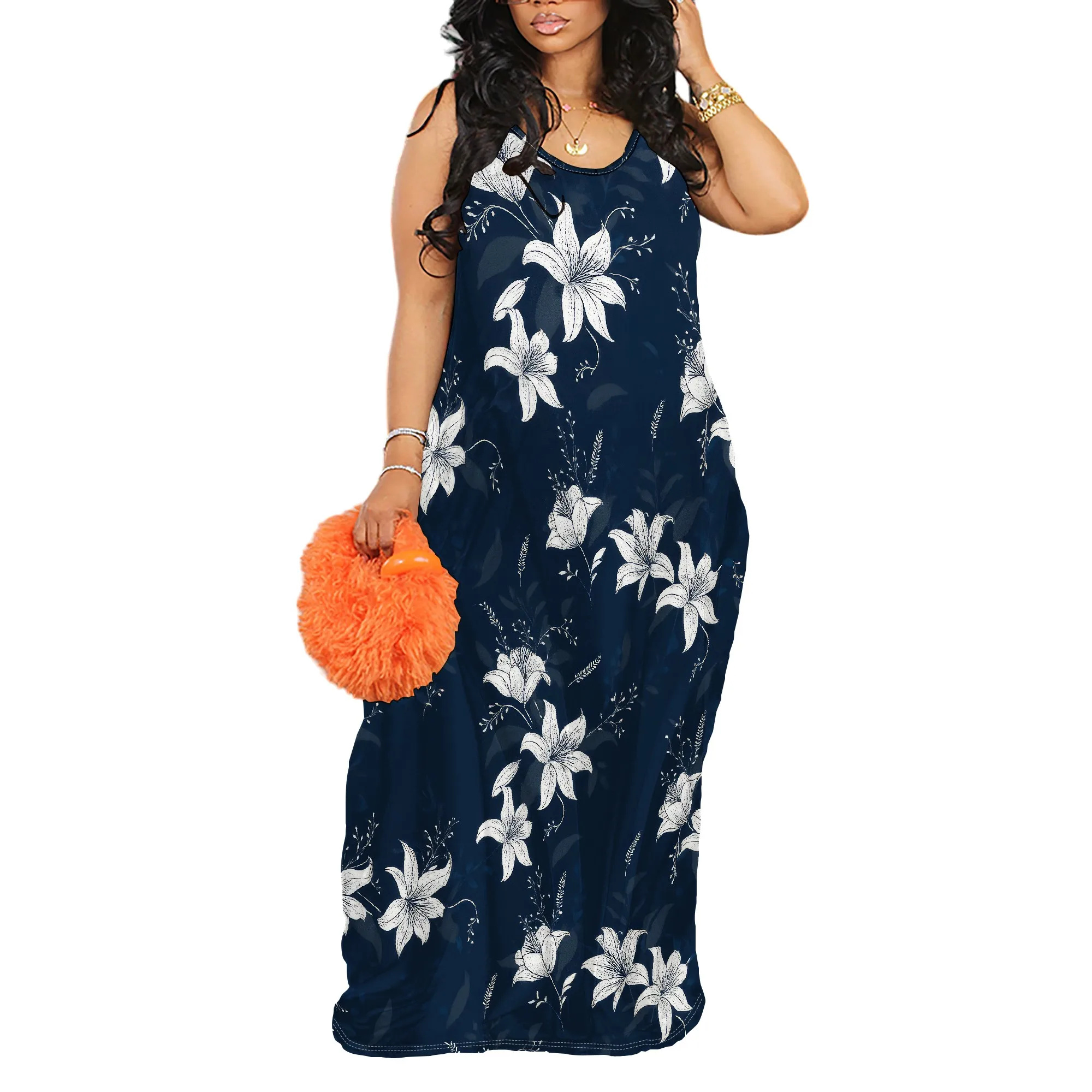 여성을위한 하와이 드레스 플러스 사이즈 Sundress Luau 파티 여름 Curvy Maxi 열대 Boho 비치 드레스