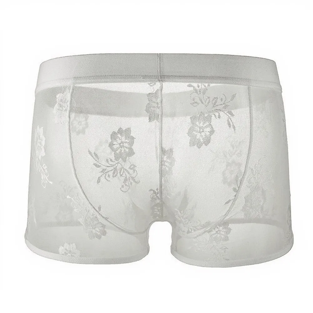 Men\\\'s Athletic Boxer Shorts with Floral Lace Edge Bulge Pouch and Ice Silk Cooling Fabric for Active Lifestyle