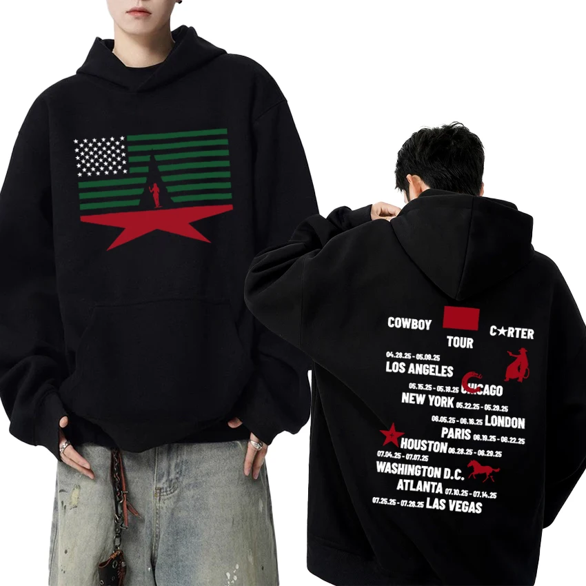 

Hot Singer Beyonce Cowboy Carter Tour 2025 Double Sided printed Hoodie Men women fashion Y2k Sweatshirt Unisex Fleece pullovers