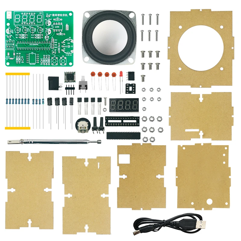 DIY FM Digital Tube Radio Kit Electronic Adjustable 87.5-108.1MHz Soldering Practice Kit RDA5807 Radio Module LM386 Amplifier 5V