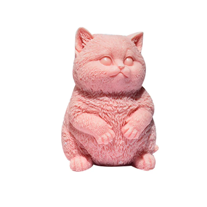 3D Fat Cat Silicone Candle Mold, Diy Standing Kitten Aromatherapy Gypsum Animal Crafts Cement Clay Mold, Soap Making Supplies,