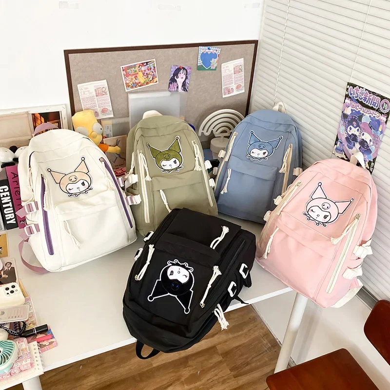 Sanrio Series Hello Kitt Large Capacity Backpack Cute Simple Fashionable Youth Student Backpack Japanese Series Girl's Heart Bag