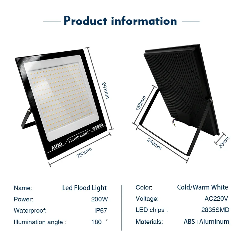 10W 20W 30W 50W 100W 150W 200W Đèn Led 220V Ngoài Trời pha Đèn IP67 Chống Nước Đèn Đường Phong Cảnh Chiếu Sáng