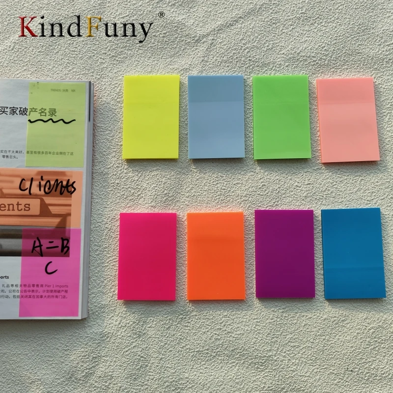 KindFuny 8 Confezioni 400 Lenzuola Note Appiccicose Trasparenti 76*50mm Memo Pad Segnalibro Indicatore Memo Adesivo Carta Materiale Scolastico Per Ufficio