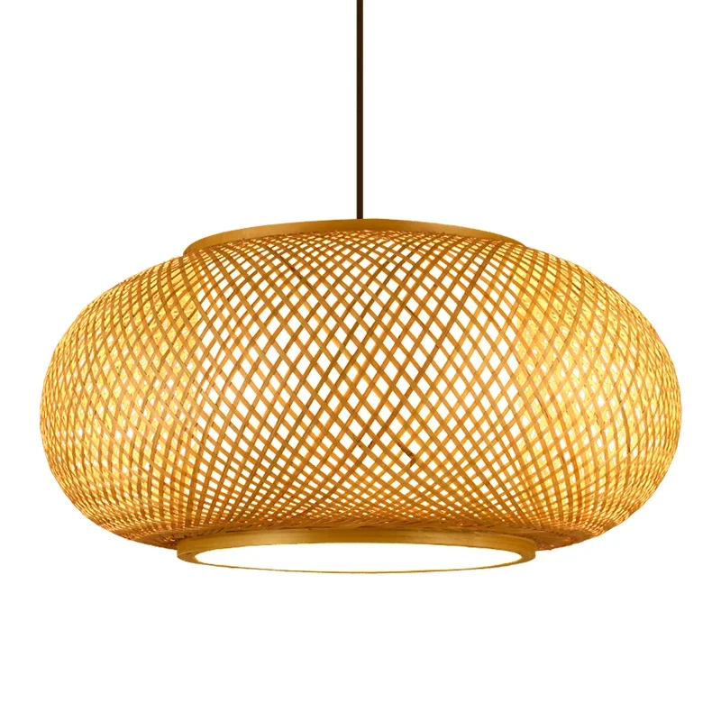 New Chinese Tea Room Chandelier, Zen Southeast Asian Restaurant, Bedroom Light, Japanese Bamboo Craft, Bamboo Woven Lantern, Chi