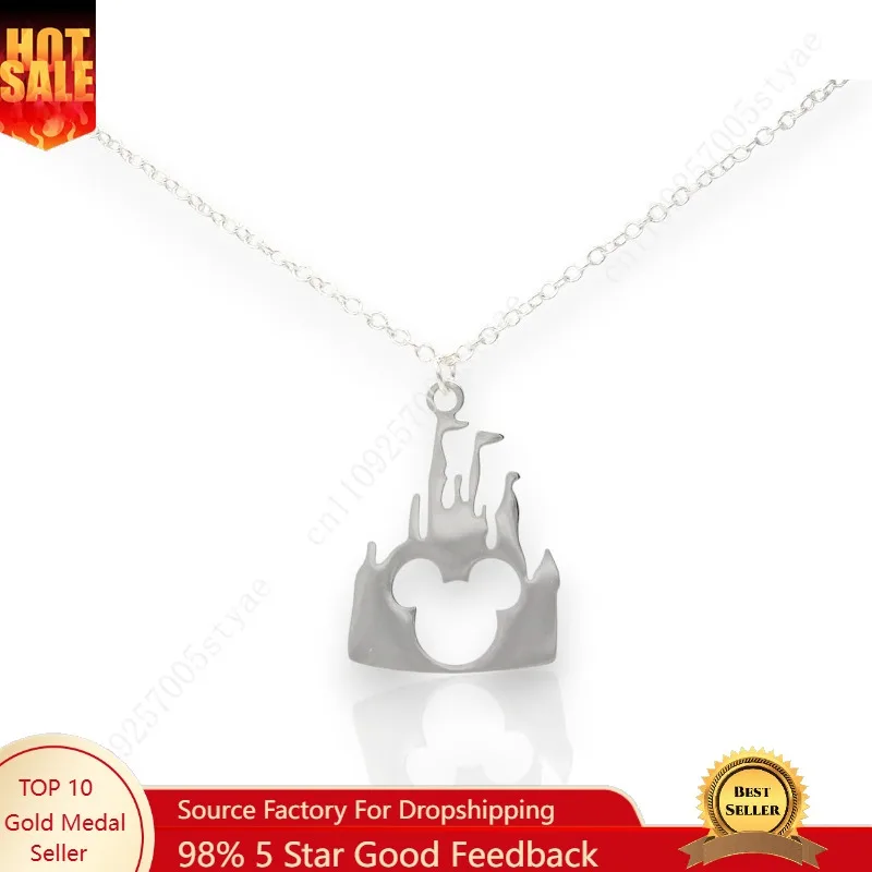 

Princess Castle Pendant Necklace, 18" Chain, Silver or Gold