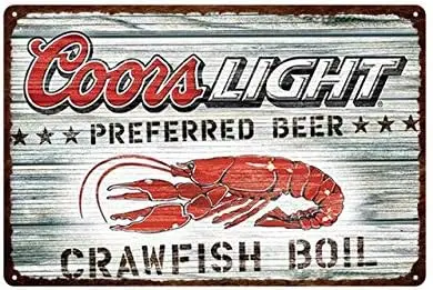 Metal Tin Sign Vintage Chic Art Decoration Crawfish Boil for Home Bar Cafe Farm Store Garage or Club 12