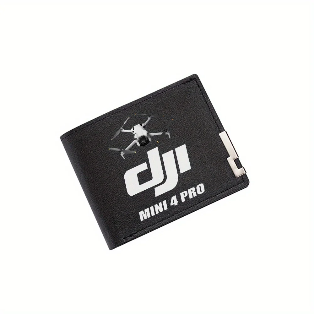 

Дрон через логотип DJI и текст Мужской кошелек с принтом Простой современный стильный деловой кошелек для отца, парня, рождественского любовника
