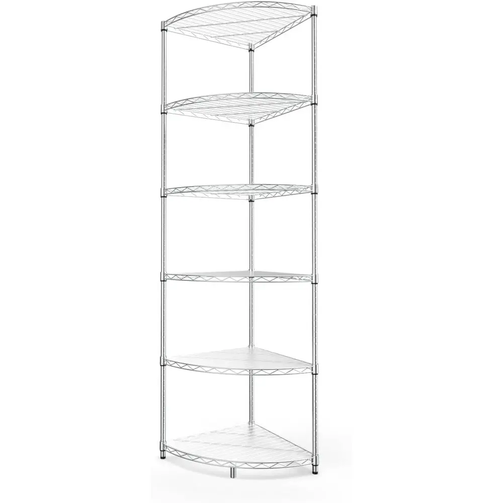 

6-Tier Metal Shelving Unit, 18x18x72, 420lbs Capacity, Adjustable, with Leveling Feet & Liners - Suitable for Garage, Kitchen, O