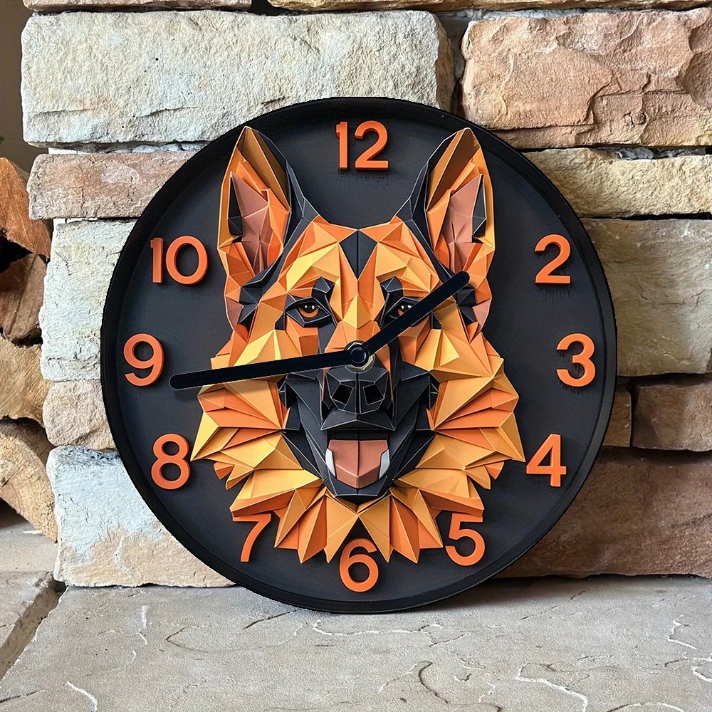 Wall Clock With German Shepherd Design - Perfect For Pet Lovers & Mother'S Day Decor, Diy Spring Bedroom Accent Dog Wall Clock